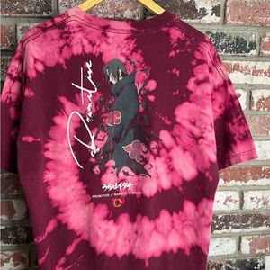 Primitive x Itachi x Naruto Crows Maroon Pink Bleach Spiral Tiedye Tshirt